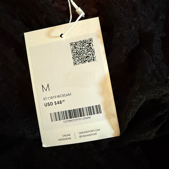 Oak + Fort Sheer Black Long sleeve Top Rushed sleeves Size M NEW - Picture 5 of 6